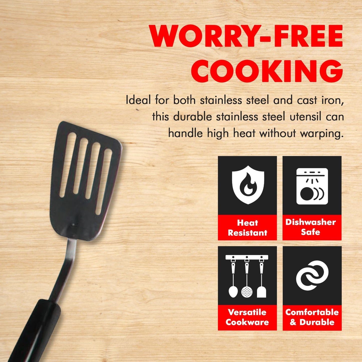 Chef Craft Select Turner/Spatula, 10.5 inch, Stainless Steel