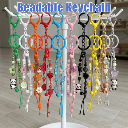 PercyEffie 30 Pcs Bulk DIY Beadable Keychain Bulk Kit Cute Blank Metal Keychain Bars Men's and Women's Making Supplies Crafts for Crafts Jewelry Bag Accessories Custom Gifts Multicolor