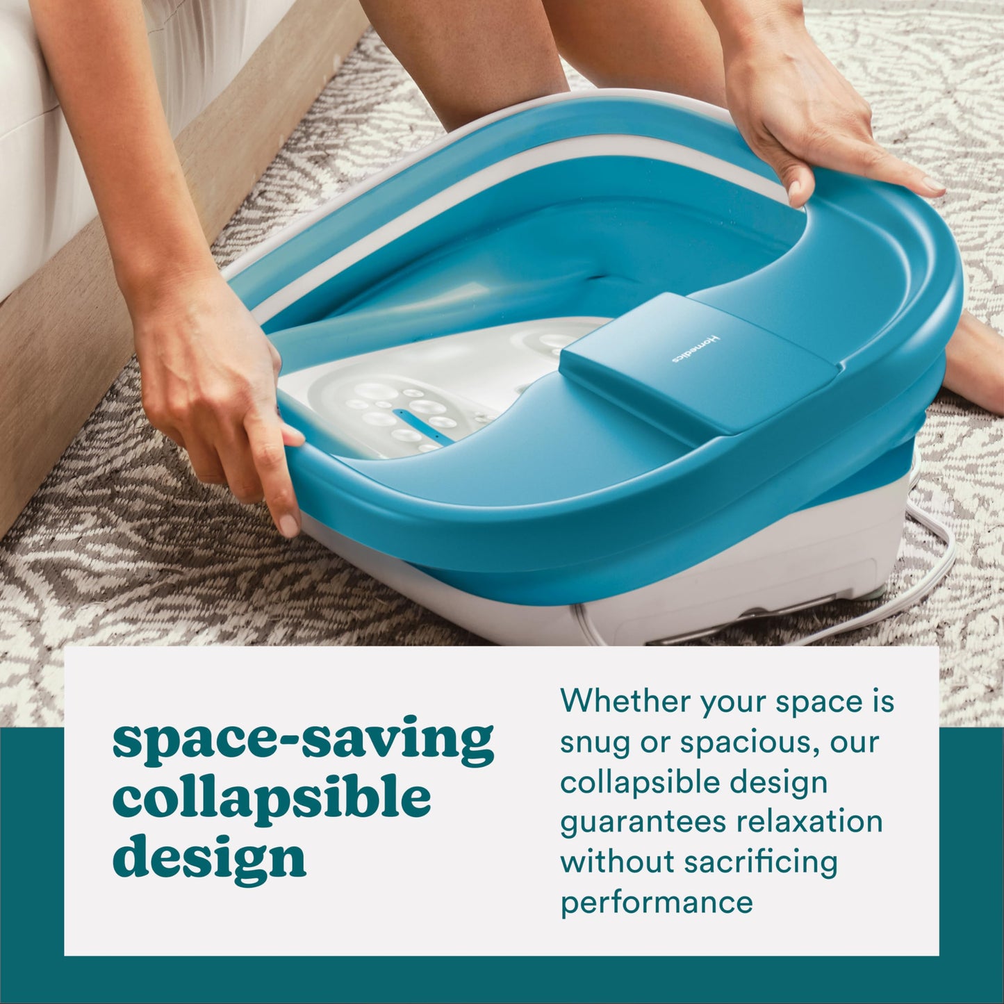 Homedics Bubble Mate Collapsible Foot Spa, Heat-Maintaining, Bubble Massage with Pumice Stone and Splash Guard