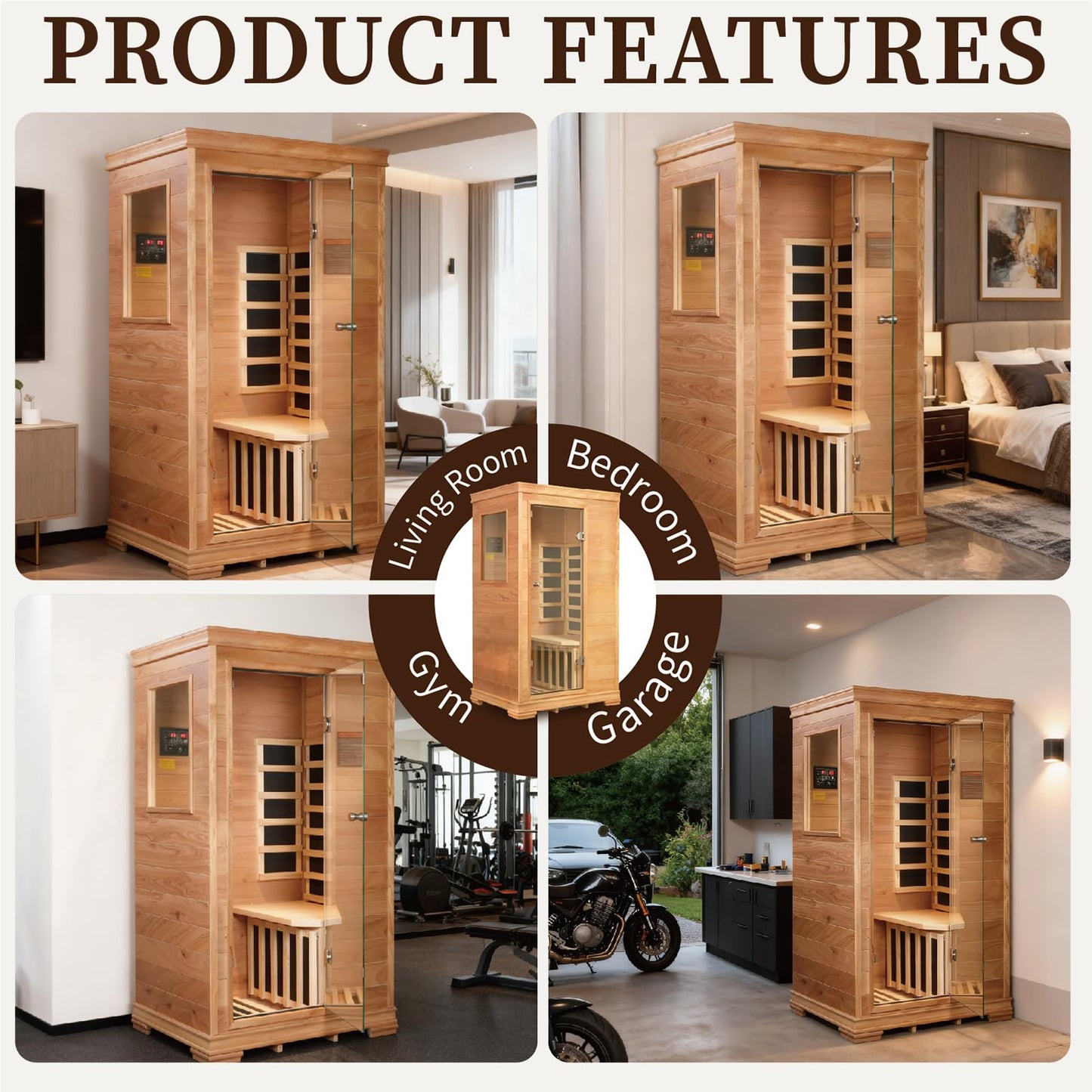 1 Person Infrared Dry Sauna for Home, Low EMF Indoor Sauna, Premium Wood Build with 960W Carbon Panels - Home Sauna for Daily Relaxation & Wellness, 35 * 27 * 61 Inch,Ventilation & Storage Tray