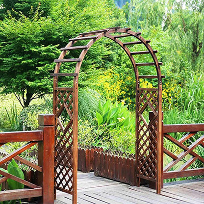 KUYBTU Sturdy Garden Arch Trellis Wooden Rose Arbor Arbour 47" X 82.6" /63" X 93" /81.8" X 102.7" Pergola Archway for Various Climbing Plant Backyard Decoration Weather Resistan-Natural-140x50x227cm