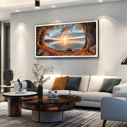 ATDMS Large Diamond Art Kits for Adults - 5D Landscape Diamond Painting Kits for Adults DIY Full Drill Diamond Painting Sunset Lake Gem Art Kits for Home Wall Decor 27.5x15.7 Inch