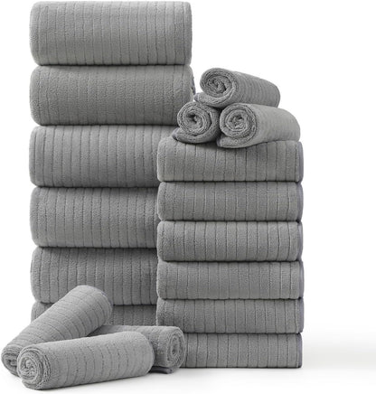 18 Set 6 Towels,6 6 Set Hailea Piece Family Bath Towel Include Bath Hand Towels and Washcloths Soft Bathroom Towel