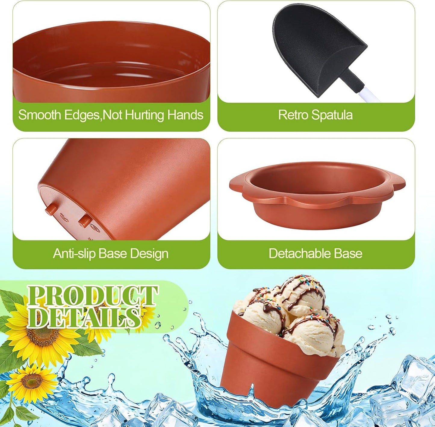 24 Pack Patelai Flower Pot Dessert Cups with Shovel Spoons Plastic Cake Desserts Cups for Farmers Market Construction