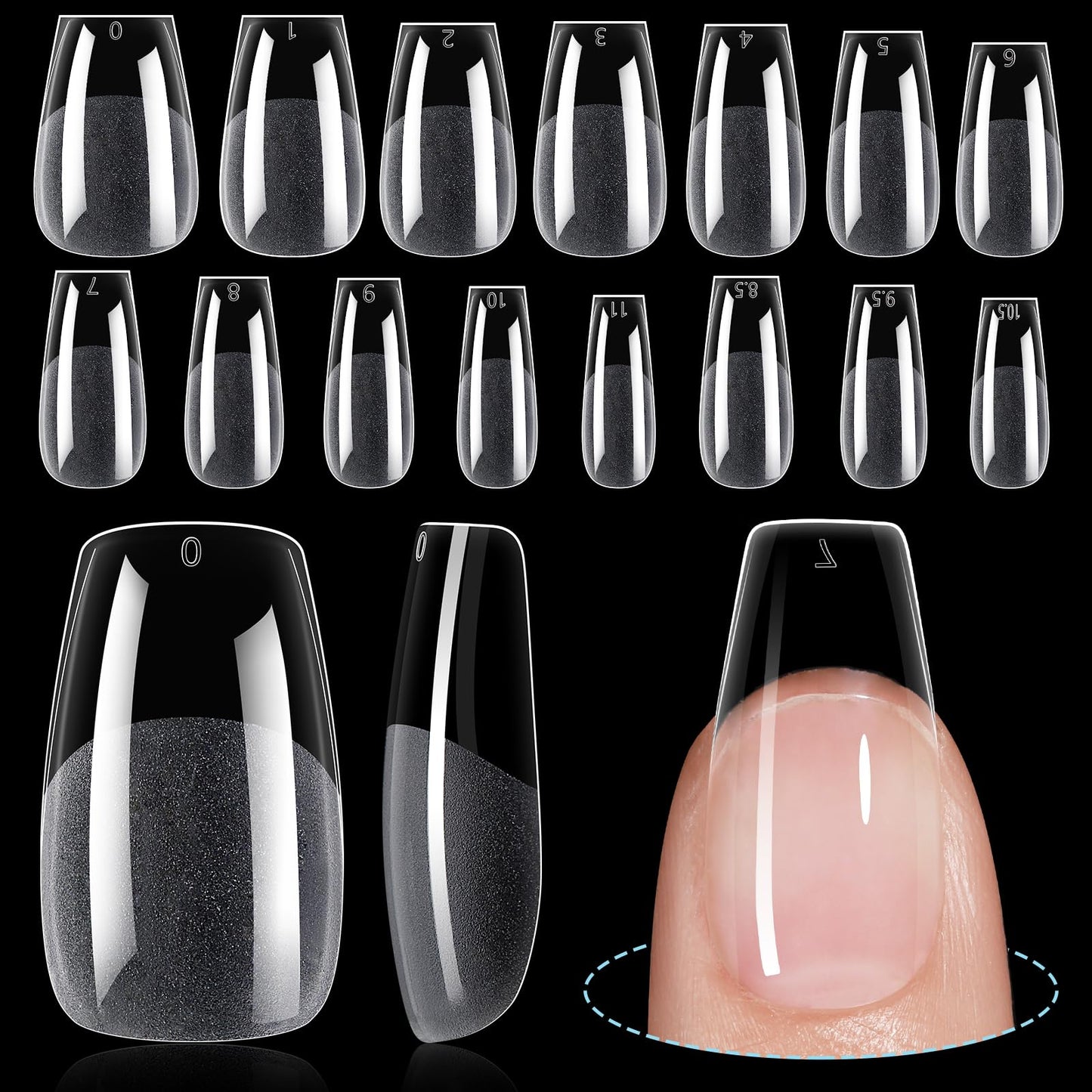 TOMICCA Short Nail Tips Extra Short Square Nail Tips, 192Pcs Fake Nails 12 Sizes Acrylic Clear Nails for Beginner and Professional DIY Gel Nails Salon