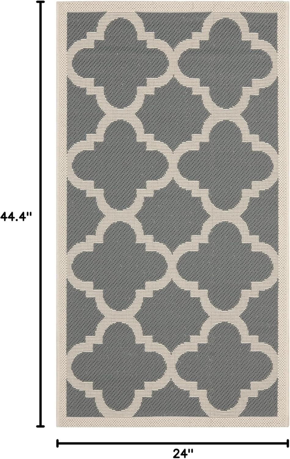 2' 3'7", (CY6243-246) SAFAVIEH Washable Rug Outdoor Courtyard Collection - x Grey & Beige, Non-Shedding & Easy