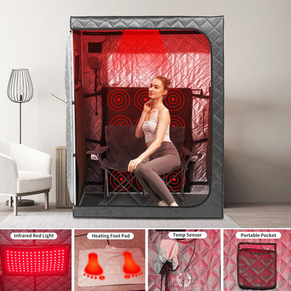 iDOTODO Full Body Portable Personal Infrared Saunas for Home, 2 Person Sauna Tent, at Home Sauna, Portable Infrared Sauna Two-Person Sauna Tent with 2 Foldable Chairs, Remote Control