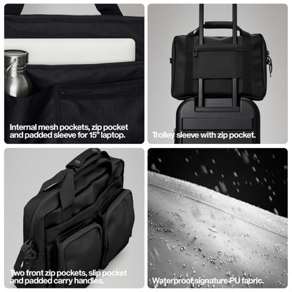 RAINS Texel Tech Bag - Green Waterproof Water Resistant Water Repellent Laptop Bag Unisex Commuter Travel Case 15" Computer Sleeve Tech Organizer - 2 Year Warranty