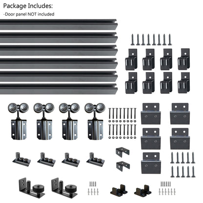 DIYHD 24FT Exterior Double Sliding Barn Door Hardware,Heavy Duty Wall Mount Box Track Kit for Outdoor Use,MAX Load 330lbs,Kit to Hang 2 Doors(Fit 72" X 2 Door)