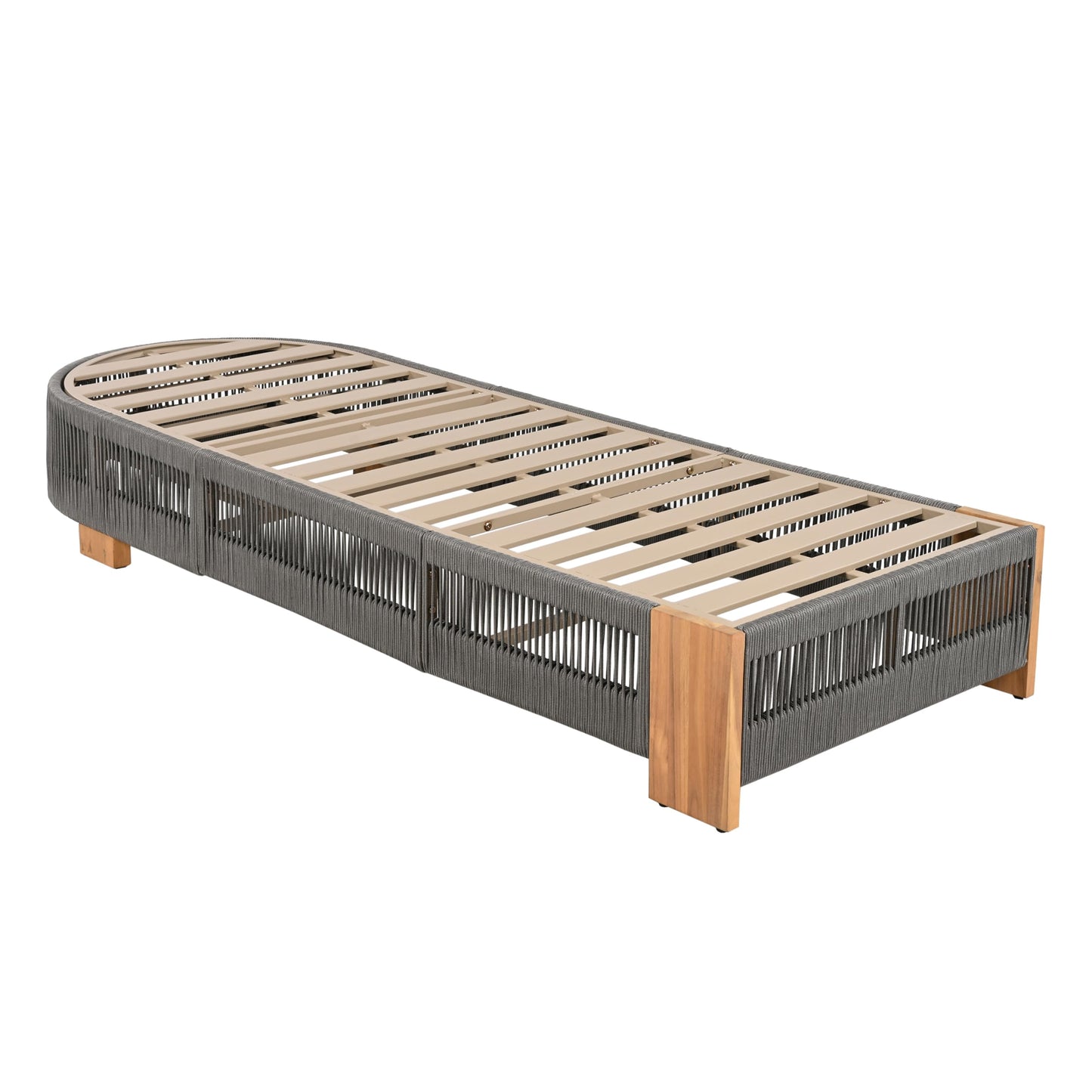 Christopher Knight Home Daskz Outdoor Chaise Lounge Chair, Patio Outdoor Acacia Wood Chaise Lounge, Adjustable Backrest Single Lounge Sofa, Poolside Beach Yard Seating, Rope Design, 79.5'', Teak+Gray