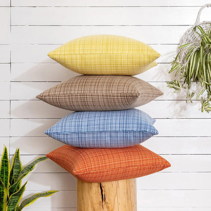 MIULEE Outdoor Waterproof Throw Pillow Covers - Decorative Farmhouse Cushion Covers, 12x12 Inch, Yellow | Pack of 2