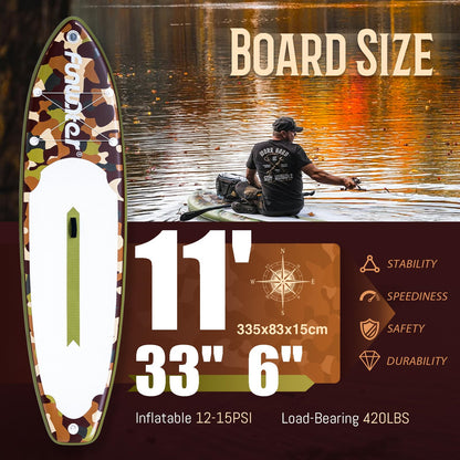 FunWater SUP Inflatable Stand Up Paddle Board Ultra-Light Inflatable Paddleboard with SUP Accessories,Fins,Adjustable Paddle, Pump,Backpack, Leash, Waterproof Phone Bag(Brown)