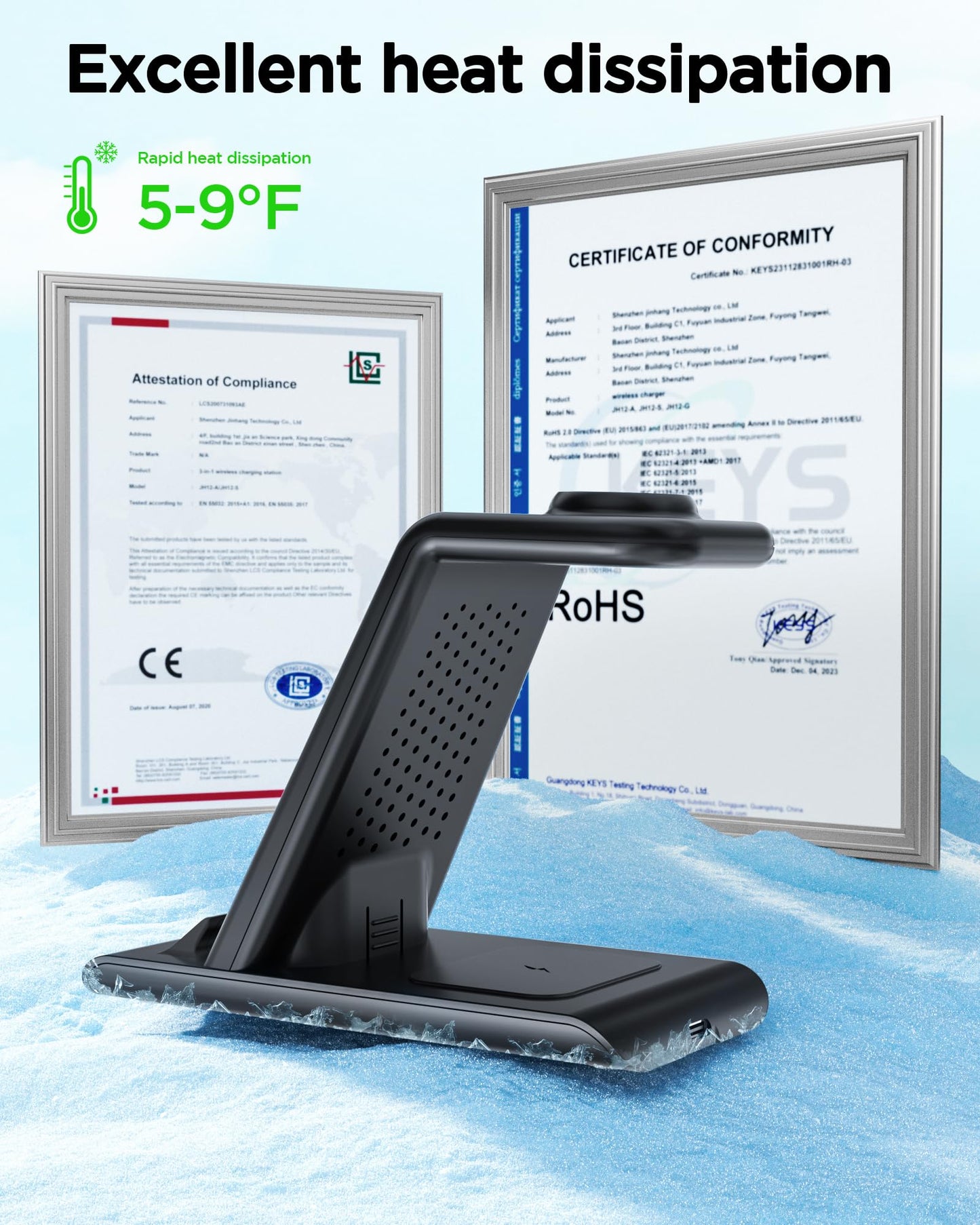 Wireless Charging Station for Samsung Wireless Charger Galaxy Watch 8/7/6/5/4/3 Active 2/1 Stand Galaxy S25 Ultra/S25/S24/S23/S22/S21/Note20/10 Z Fold Flip 7 Galaxy Buds3/2 Pro/Live Multiple Devices