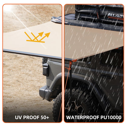 ALL-TOP Vehicle Awning 8.2'x10' Roof Rack Pull-Out Sun Shade UV50+, Weatherproof 4x4 Side Awning for Camping & Overland (Hardware Included)