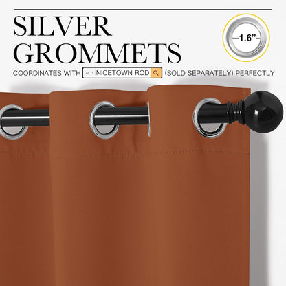 NICETOWN Blackout Curtains - Thermal Insulated Privacy Drapes for Windows | Burnt Orange, 42 x 63 Inches