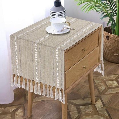 15.7 36 inches, (44'' Bedside Table Runner x Rustic Linen Small Coffee Table Cover Cloth, Nightstand Cover for Top