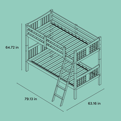 Storkcraft Caribou Bunk Bed Twin Over Twin Bunk Bed (Espresso) - GREENGUARD Gold Certified, Twin Bunk Beds for Kids, Converts to 2 Individual Twin Beds, Bunk Beds for Kids
