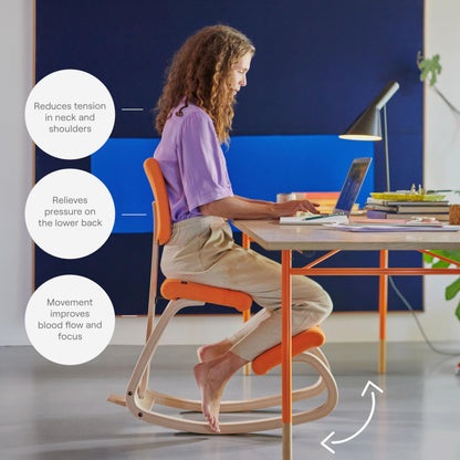 Varier Variable Plus Ergonomic Kneeling Chair with Backrest Natural/Blue| Active Sitting Posture Support Home Office Desk Chair | 10 Year Guarantee