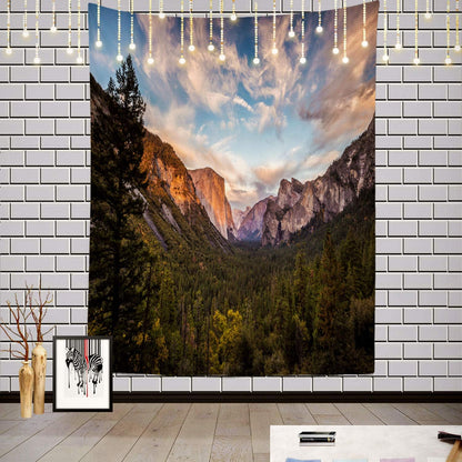 Batmerry Yosemite Tapestry, Green Valley Mountain Landscape Wall Art Decor, 82.7 x 59.1 Inches for Bedroom Living Room