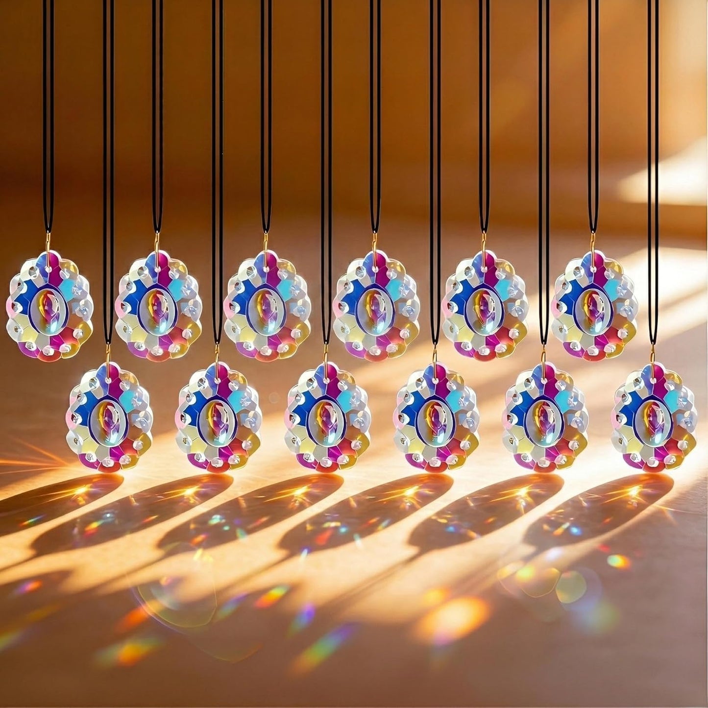 12pcs 50mm HDCRYSTALGIFTS Crystal Prisms Suncatcher for Window Rainbow Maker Chandelier Crystals Hanging Sun Catchers