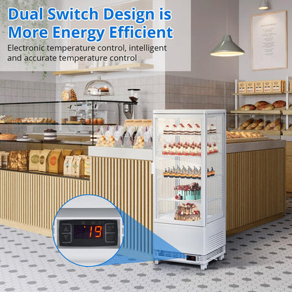 ActiveTrail Countertop Refrigerator 3.5 Cu.ft, Commercial Pastry Display Case with LED, Frost-Free Air Cooling, Lockable Glass Door Fridge for Bakery, Cafe, Restaurant