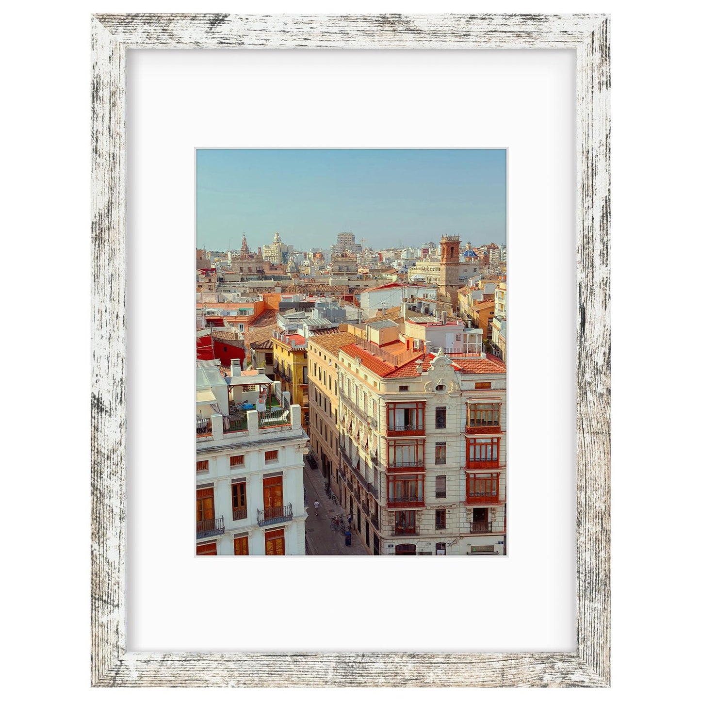 Frametory, 12x16 Picture Frame, Display Pictures 8.5x11 With Mat or 12x16 without Mat, for Poster Print Diamond Painting Wall Frame - Wide Molding (Distressed White)
