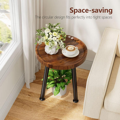 2-Pack (12.5"x18") Ekisemio Plant Stands Outdoor Indoor, Mid Century Side Tables with Walnut Finish & Raised Edge
