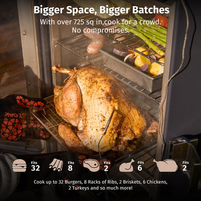 EAST OAK 30" Electric Smoker for Outdoors | Built-in Meat Probe & Clear Viewing Window | Side Chip Loader for 6x Longer Uninterrupted Smoking | 725 sq in Cooking Area for Bigger Batches, Night Blue