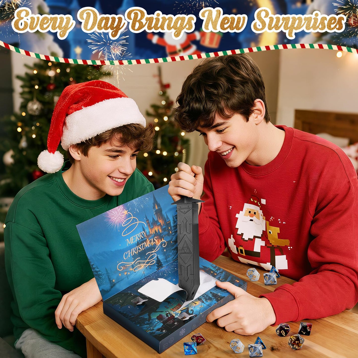 DND Dice Advent Calendar 2026, Mystery Christmas Advent Calendar 24 Days, Surprise D&D Gifts, DND Dice Set for Dungeons and Dragons RPG, MTG, Role Playing Table Game