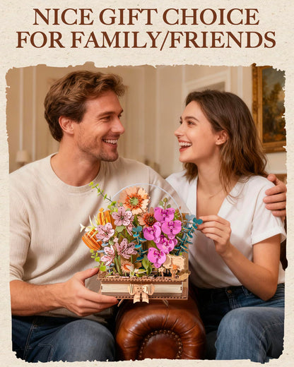 Wowood 3D Wooden Flower Puzzles for Adults-Wooden Bloom Book, Mothers Day DIY Crafts Model Kits Building Set Birthday Gifts, Artificial Botanical Decor Creative Gift for Women to Table Dispaly(552PCS)