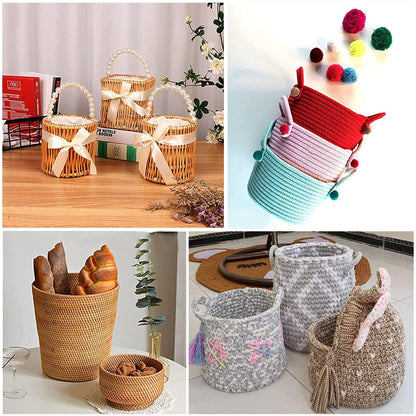 Yayatty 7 PCS Wooden Basket Bottom, 3 Shape Blank Crochet Knitting Basket Wood Base Shaper for DIY Basket Craft Weaving Making Supplies