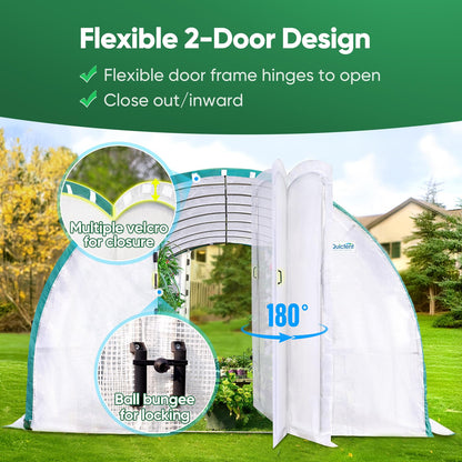 Quictent 20x10x6.6 FT Premium Greenhouse for Outdoors with 2 Door Frames, Reinforced Top Structure & Cover, Large Heavy Duty Walk-in Tunnel Hoop Green House for Garden Backyard Flower Winter, White