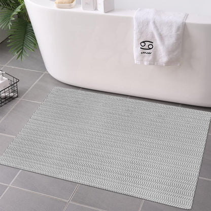 Small Door Mat Front Porch Rug, Washable 2'x3' White Gray Striped Cotton Rug for Bathroom Kitchen Laundry Room Indoor