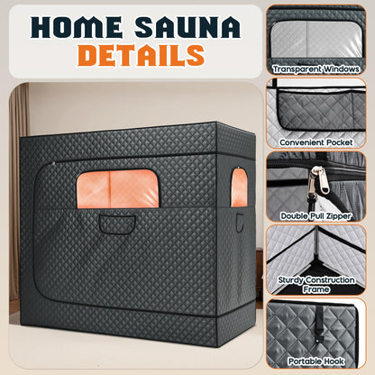 Albott 3 Person Steam Sauna for Home, Portable Sauna Tent with 3L 1500W Steamer, Extra Large Size 6.6’ x 3.3’ x 5.8’ Full Body Home Spa, Remote Control, Folding Chair, Grey