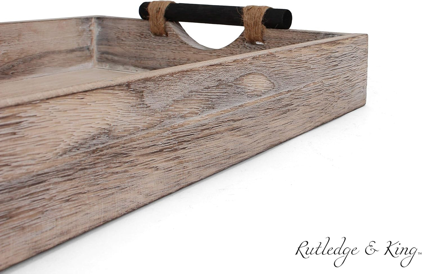 Rutledge & King Bethany Serving Tray - Ottoman Tray/Decorative Tray - Coffee Table Tray/Round Wooden Tray - Breakfast