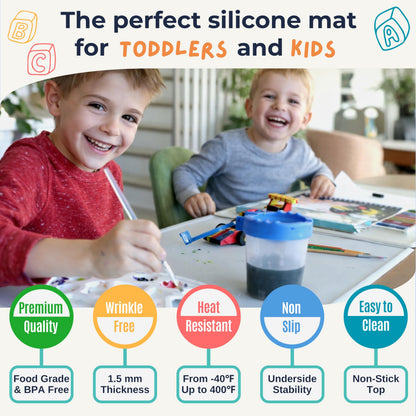Silicone Craft Mat for Painting, PlayDoh and Art Projects with Angle-Protective Safety Edge – Toddlers & Kids Placemat – Non-Slip & BPA-Free Food Mat – 1.5mm Thick, 24"x16", Vanilla Cream