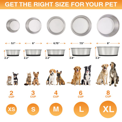 Neater Pet Brands Stainless Steel Dog Bowls with Non-Slip Rubber Bottom – 2 Cup (16 oz), Black - Set of 2 Heavy Duty Metal Dog Bowls, Dishwasher Safe, Food or Water Bowl, Ideal for Small Dogs & Cats