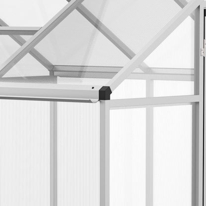 Outsunny 4' x 6' Greenhouse for Outdoors, Polycarbonate Greenhouse with Rain Gutter and Roof Vent, Aluminum Walk-in Green Houses for Outside Patio Backyard Garden