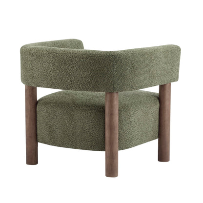 Christopher Knight Home Carly Low Profile Accent Chair, Round Backrest Side Chair, Living Room Armchair with Boucle Fabric Cushion,Comfy Reading Chair for Bedroom,Wooden Single Lounge Sofa,Olive Green