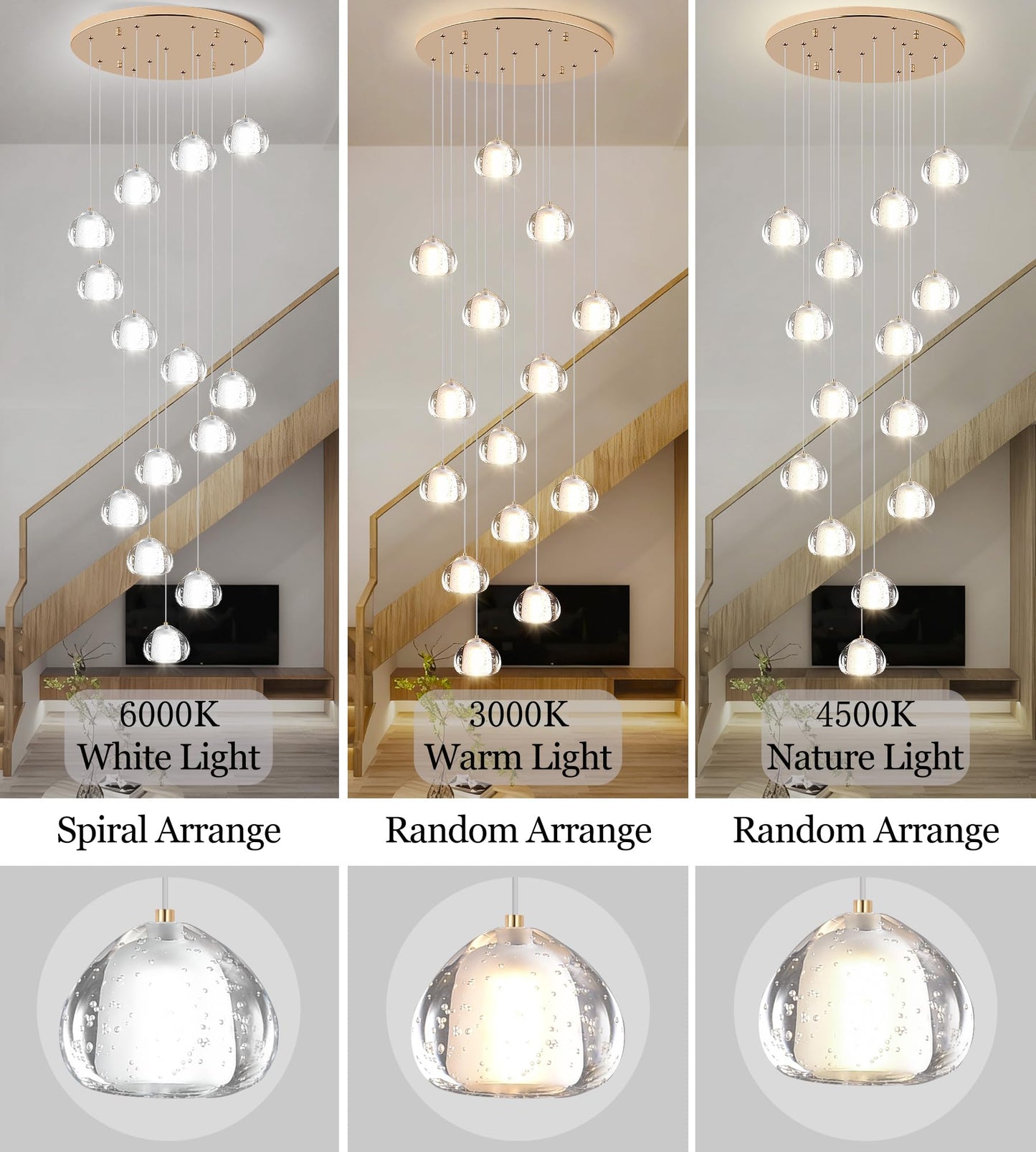 YwueChwu Gold Crystal Chandeliers for Staircase 14-Lights, H120 Inches Modern Indoor High Ceilings LED Pendant Light Fixture for Living Room Foyer Entryway