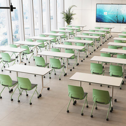 rzoizwko Modular Folding Conference Room Tables with Wheels, Flip Top Training Table System for Office & Classroom, Mobile Joinable Meeting Desks for Seminar & Collaboration Spaces