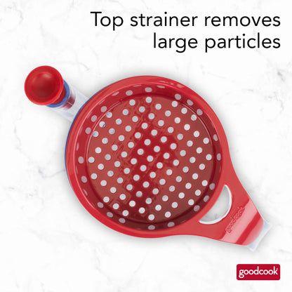 GoodCook Everyday Fat Separator for Cooking, 2-Cup Heat-Resistant Separator with Pour Spout, Bottom Release Fat Separator for BBQ and Gravy, Strainer and Silicone Stopper for Mess-Free Use