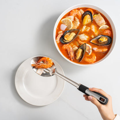Stainless Steel Cooking Spoons Set, Large Serving Spoons Stainless Steel with Soup Ladle, Solid Spoon & Slotted Spoon, 3-Piece Thickened Metal Cooking Spoon for Kitchen Serving & Cooking