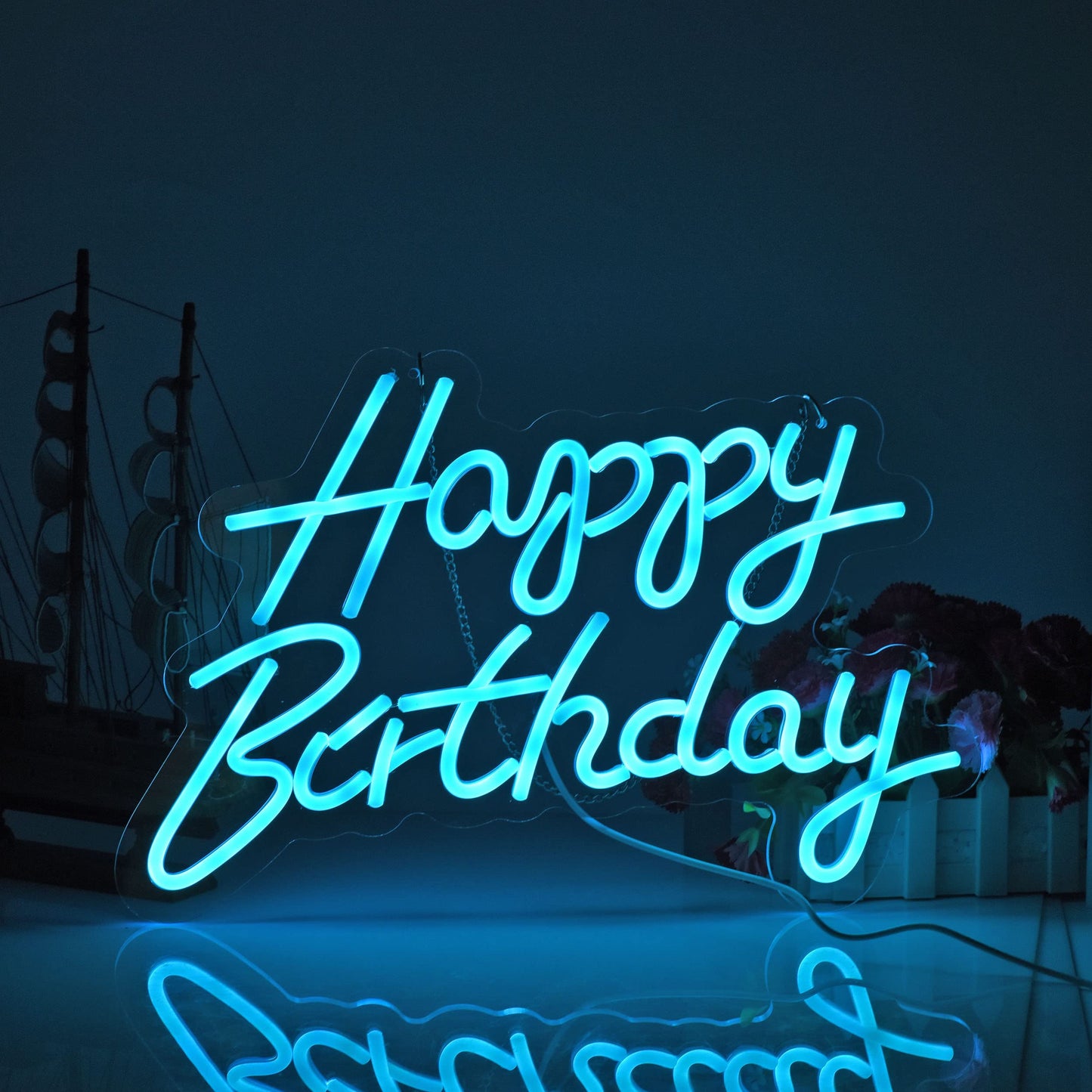 Happy Birthday Neon Sign for Wall Decor, with Dimmable Switch, Reusable Neon Light Sign for All Party Decoration(17X12inches,White)