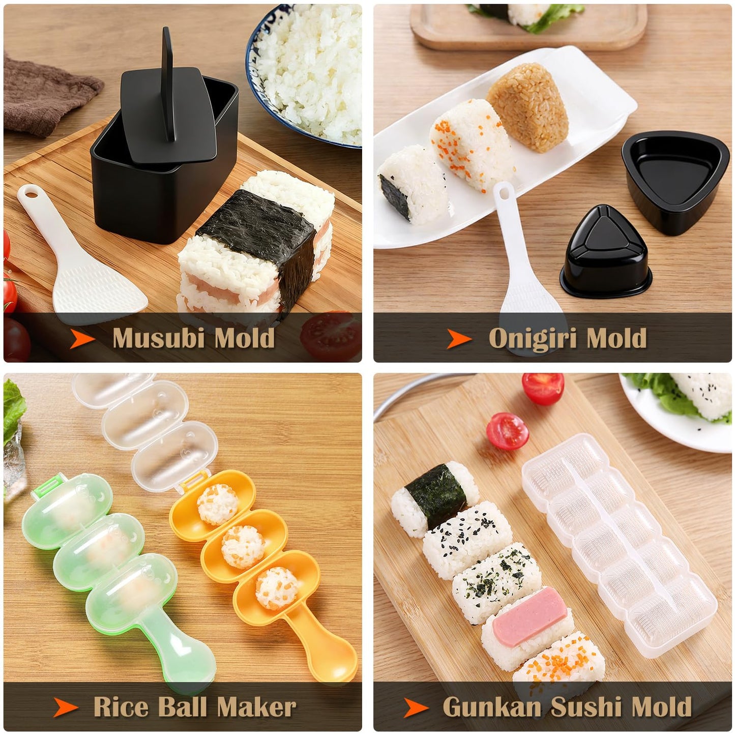 SmileTools Sushi Making Kit, 30 in 1 Sushi Kit with Sushi Roller, Sushi Maker Bazooka, Triangle Onigiri Mold, Musubi Press Mold, Rice Ball Mold & More