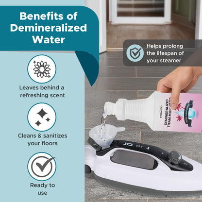 Steam & Go Demineralized Water for Steam Mop – Hotel California Scent, 32 Ounces (Pack of 1) | Scented Floor Cleaner Solution, Ready-to-Use, Compatible with Any Steam Cleaner