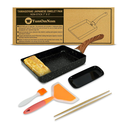 YumOmNom Tamagoyaki Pan – Japanese Nonstick Egg Cookware, Rectangle Frying Pan for Omelettes & Rolls – Kitchen Accessories (Without Lid)