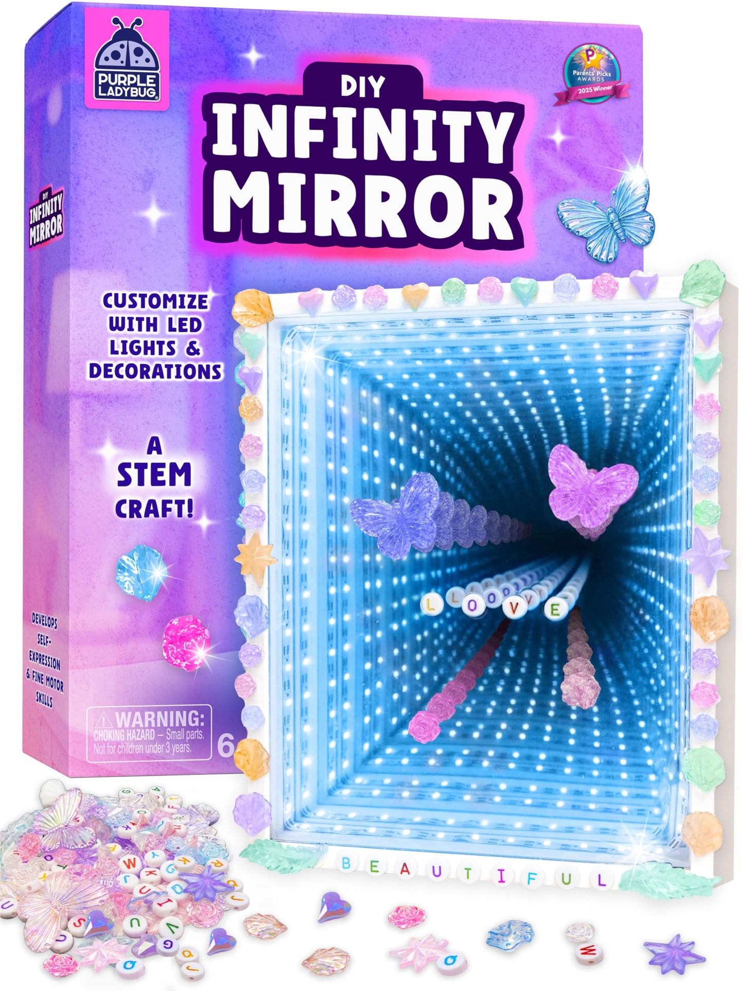 DIY Infinity Mirror Kit for Kids Age 6+ - Crafts for Girls 8-12 with Lights & Custom Letters - Creative10 Year Old Girl Birthday Gifts, Fun Gifts for 6 Year Old Girl, Creative Stem Toys for Ages 8-13
