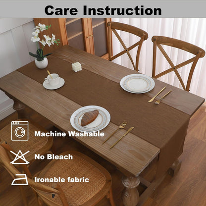 Gernaice 24" 13" Solid Color Table Runner, Rustic Cotton Linen Farmhouse Table Runners for Dresser End Coffee Table