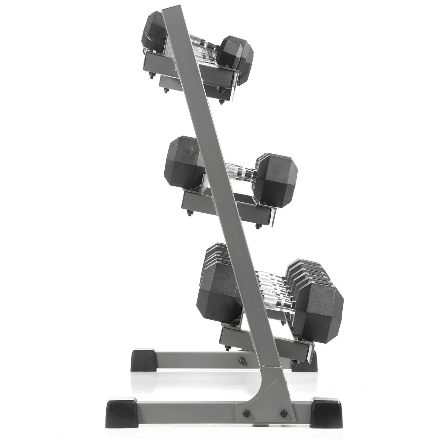 XMARK 3-Tier Dumbbells Weight Storage Rack, Holds 5-50 Pound Hex Dumbbells Weight Set (10 Pairs Capacity)
